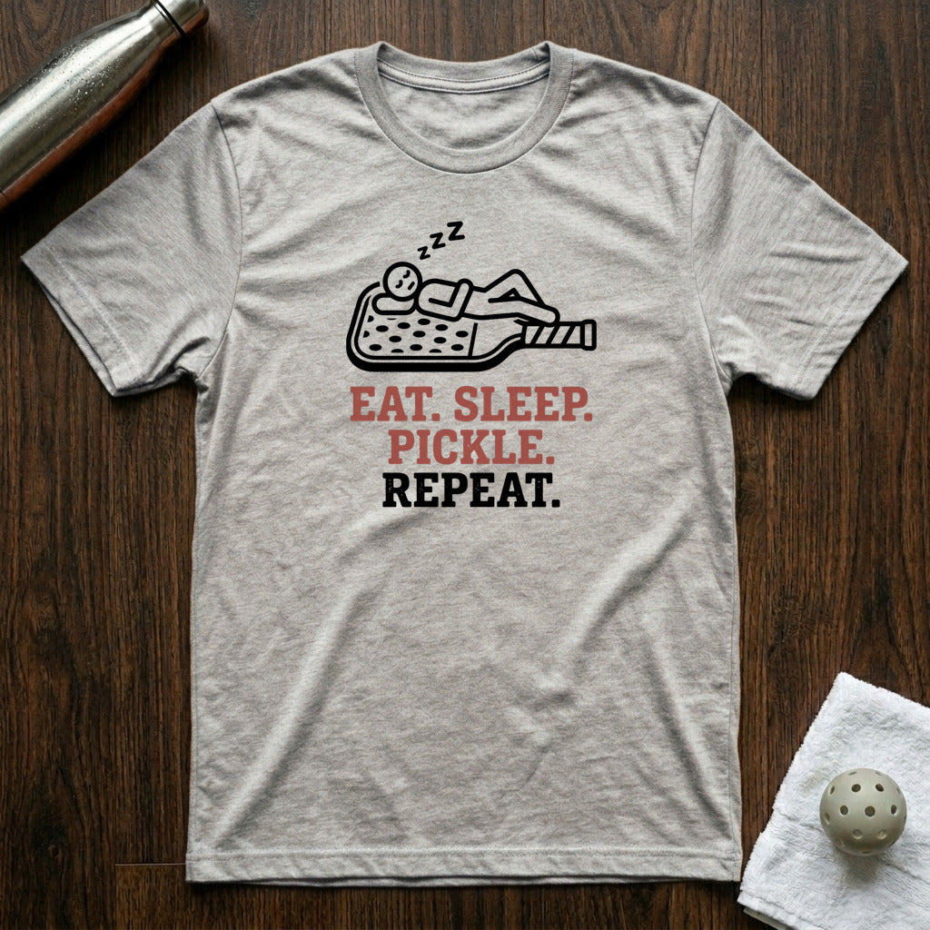 Eat Sleep Pickle Pickleball T-Shirt in Athletic Heather