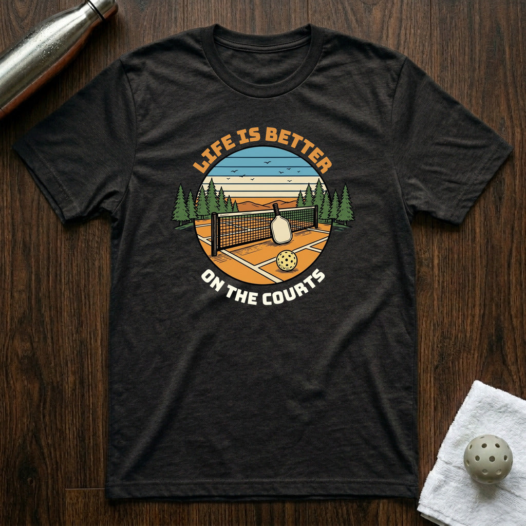 Life Is Better Pickleball T-Shirt in Black Heather
