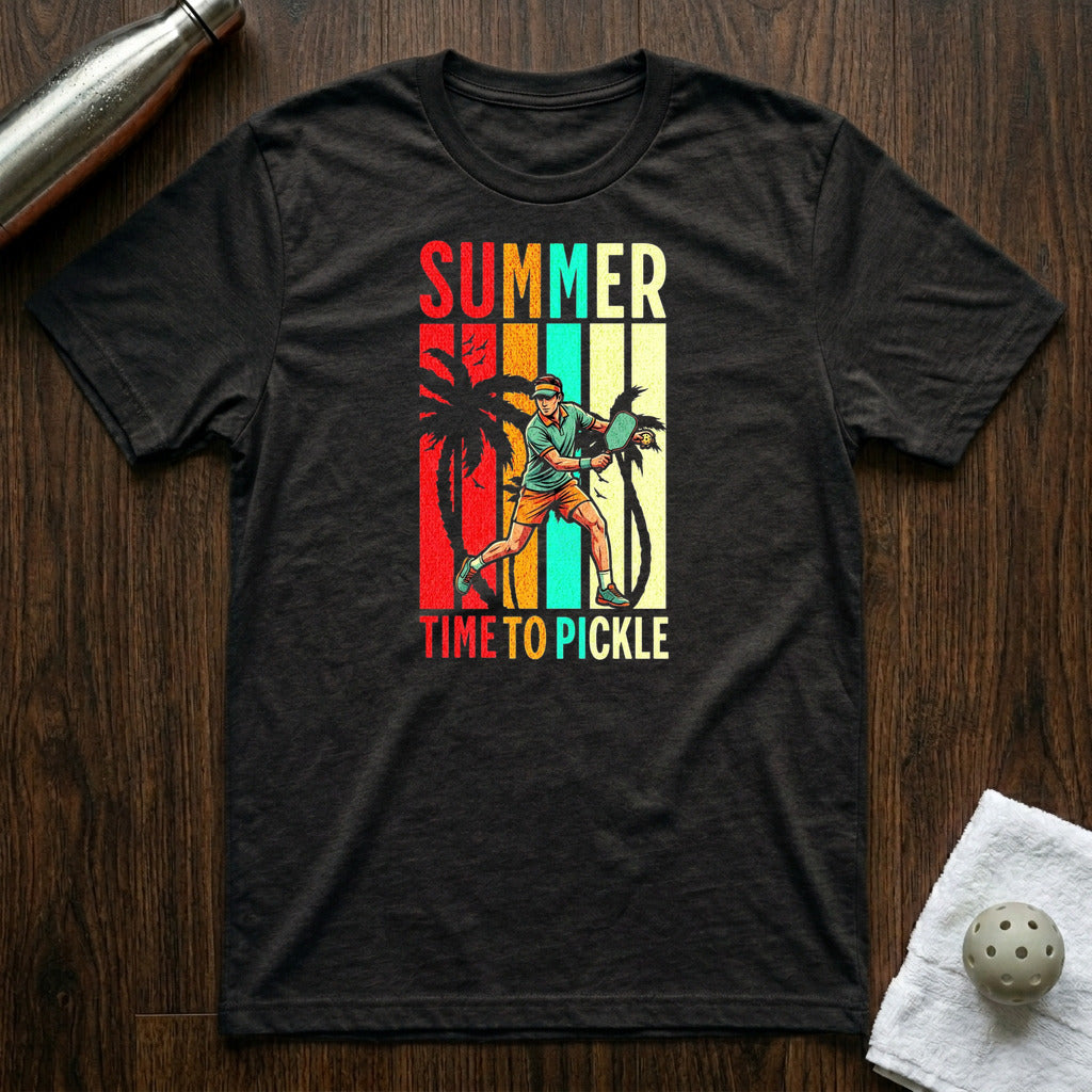 Time To Pickle Pickleball T-Shirt in Black Heather