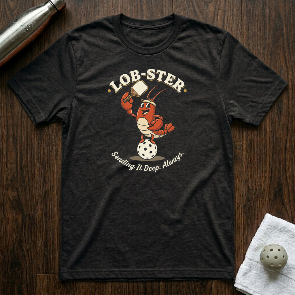 Lob-ster Pickleball T-Shirt in Black Heather