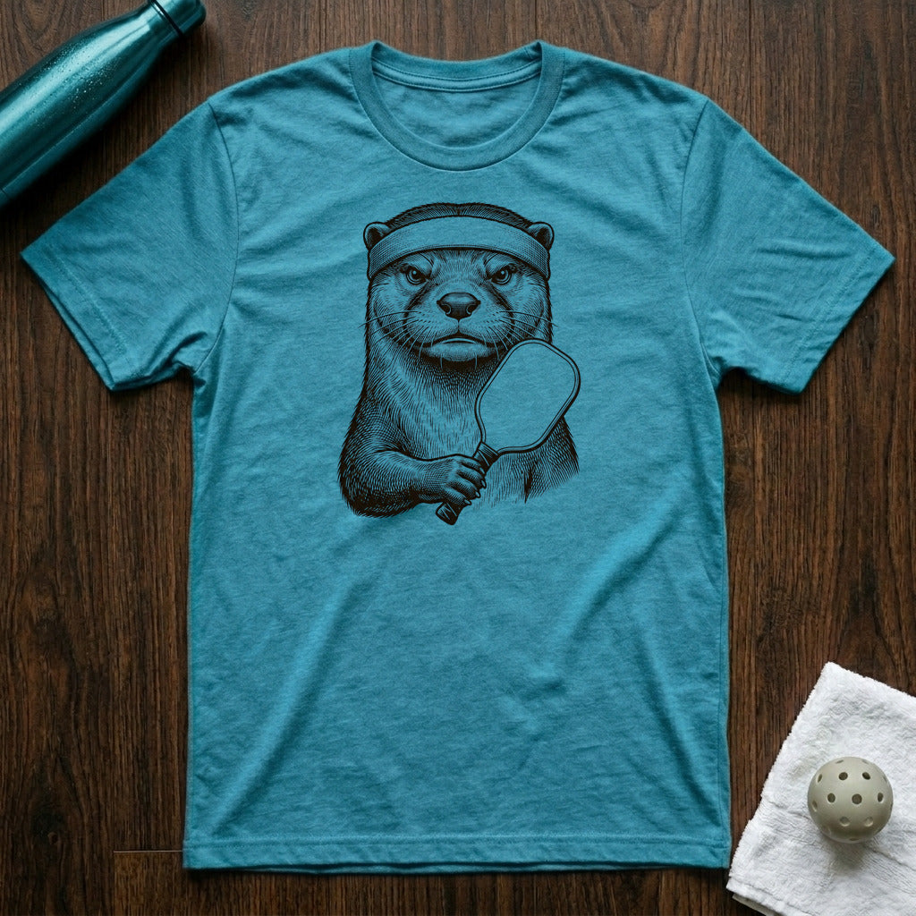 Otter Oh Pickleball T-Shirt in Heather Aqua