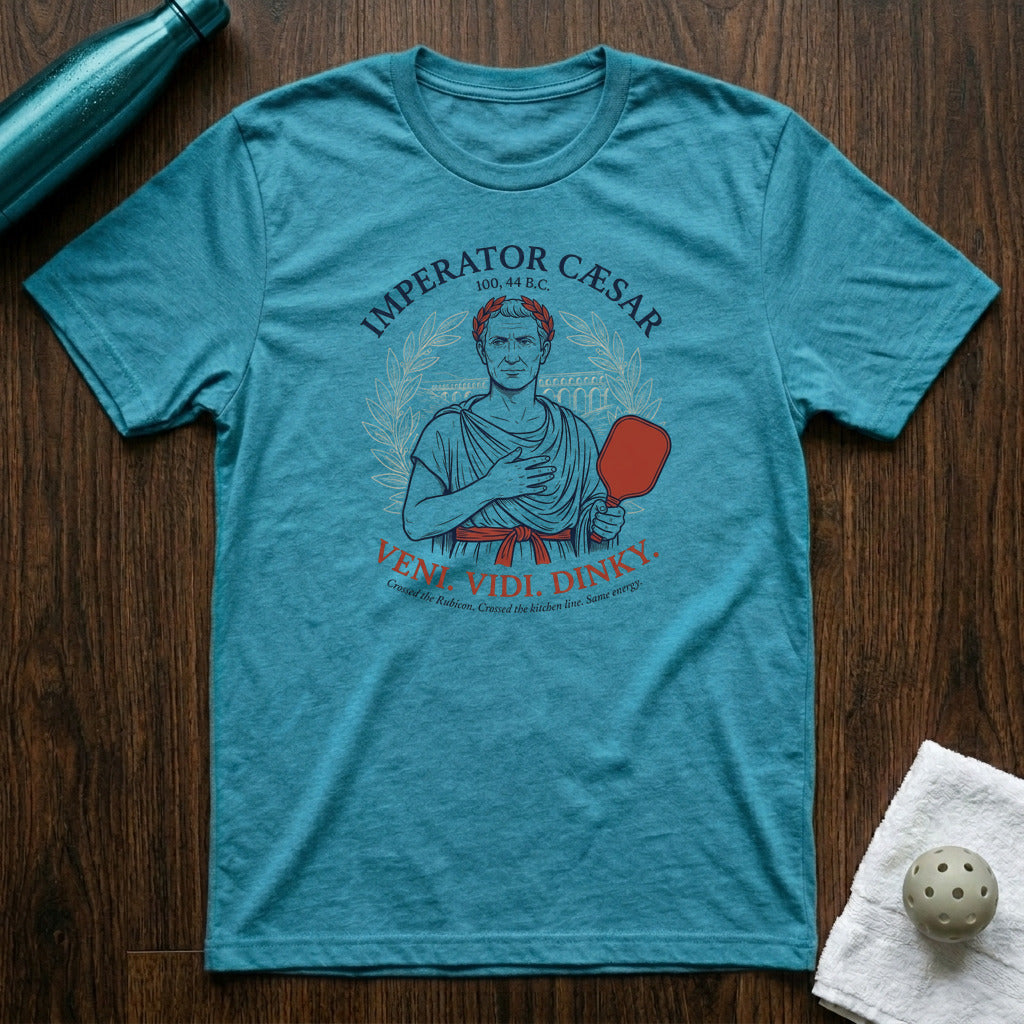 Veni. Vidi. Dinky. Pickleball T-Shirt in Heather Aqua