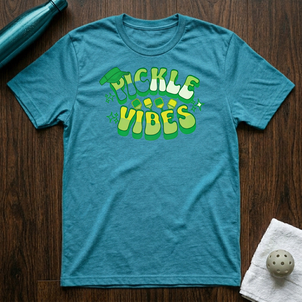 Pickle Vibes Pickleball T-Shirt in Heather Aqua
