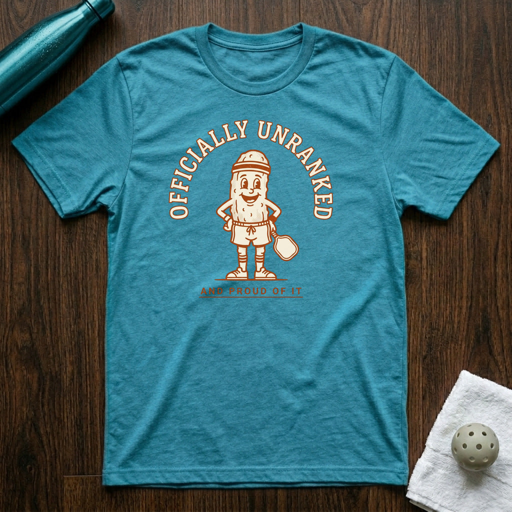 Officially Unranked Pickleball T-Shirt in Heather Aqua