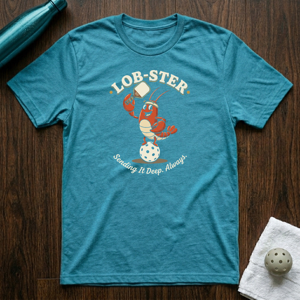 Lob-ster Pickleball T-Shirt in Heather Aqua