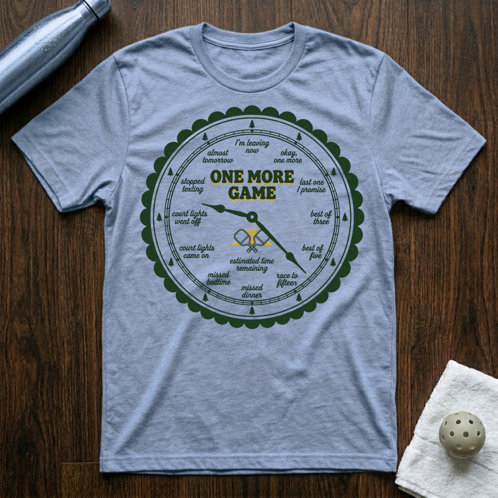 One More Game Pickleball T-Shirt in Heather Carolina Blue