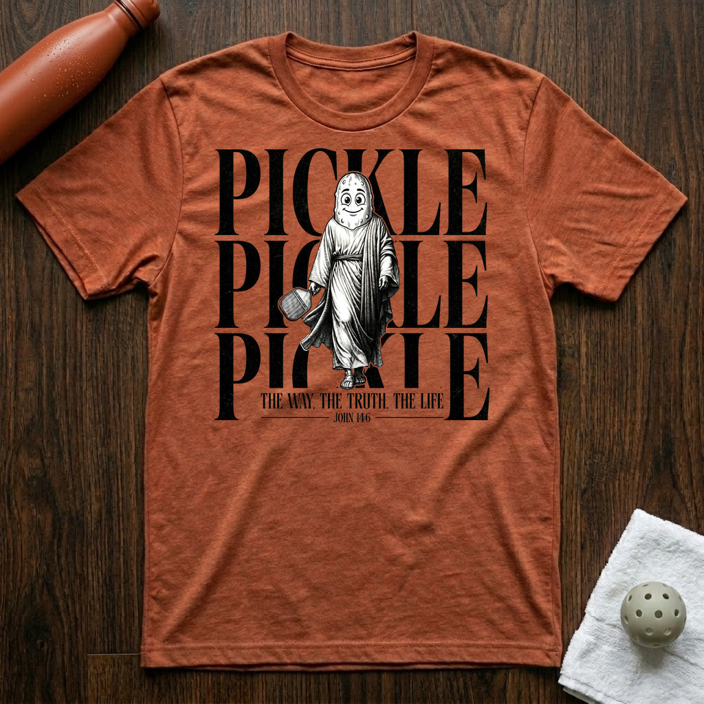 The Way, The Truth, The Life Pickleball T-Shirt in Heather Clay
