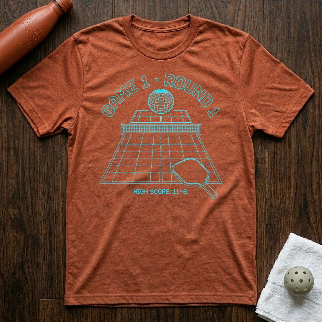 Game 1 Round 1 Pickleball T-Shirt in Heather Clay