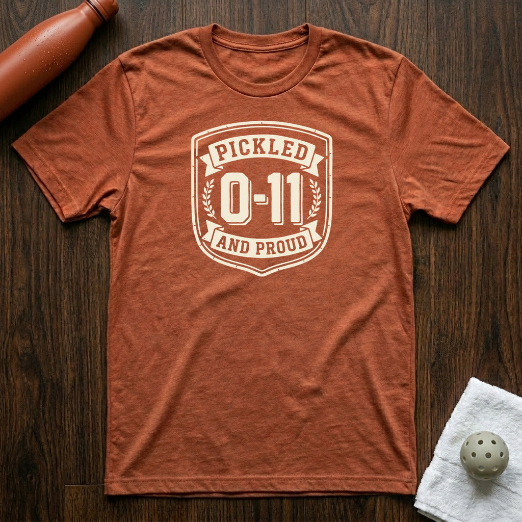 Pickled and Proud Pickleball T-Shirt in Heather Clay