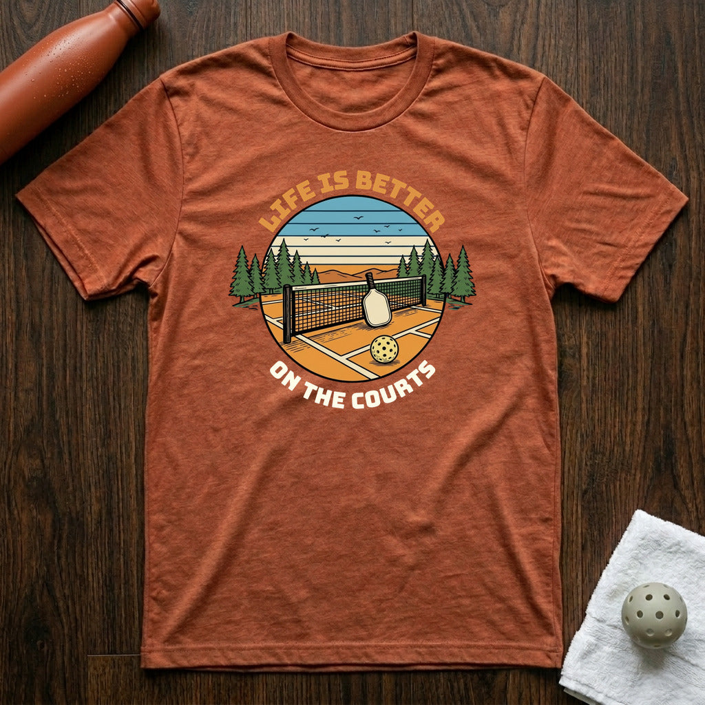 Life Is Better Pickleball T-Shirt in Heather Clay