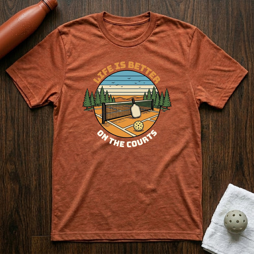 Life Is Better Pickleball T-Shirt in Heather Clay