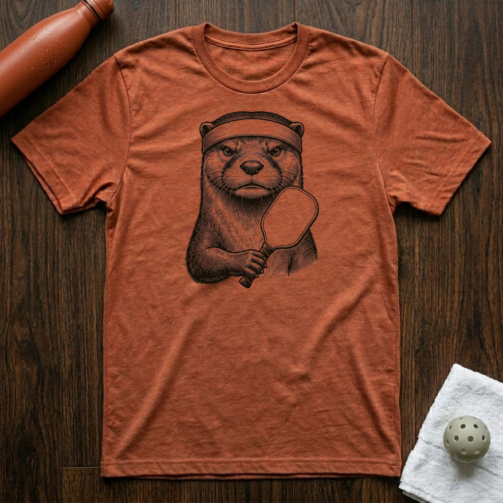 Otter Oh Pickleball T-Shirt in Heather Clay