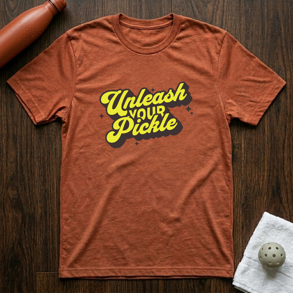 Unleash Your Pickle Pickleball T-Shirt in Heather Clay