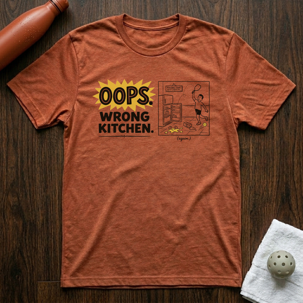 Oops. Wrong Kitchen Pickleball T-Shirt in Heather Clay