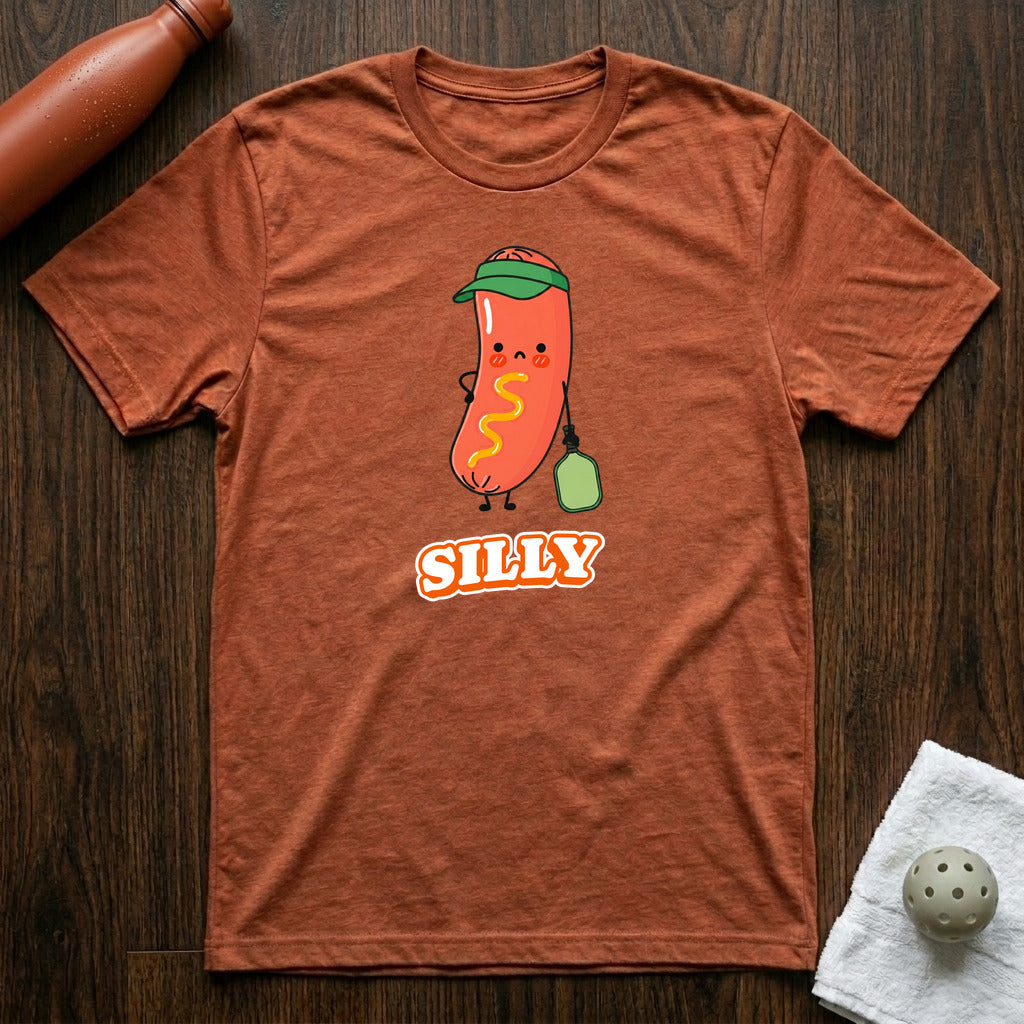 Silly Sausage Pickleball T-Shirt Heather Clay