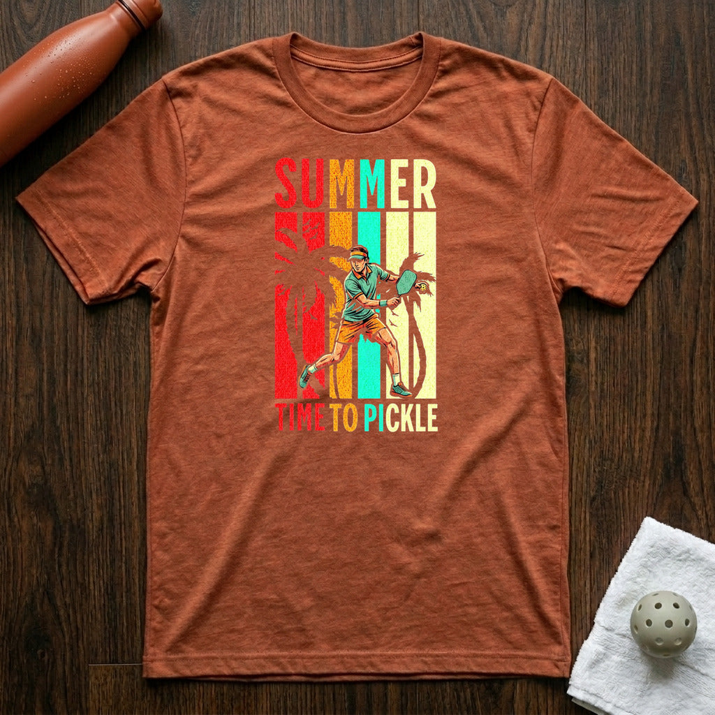 Time To Pickle Pickleball T-Shirt in Heather Clay