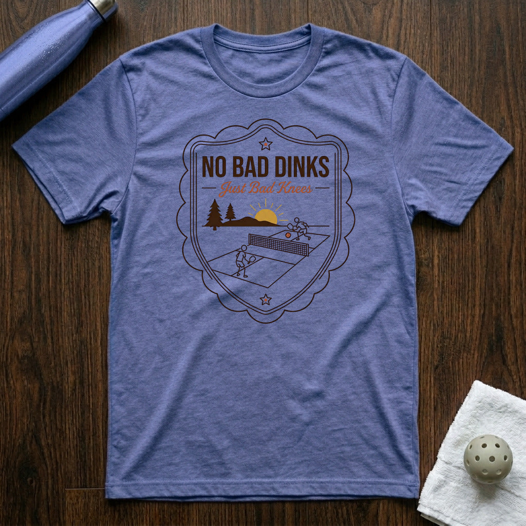 No Bad Dinks Pickleball T-Shirt in Heather Columbia Blue
