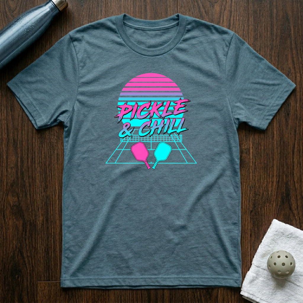 Pickle & Chill Pickleball T-Shirt in Heather Deep Teal