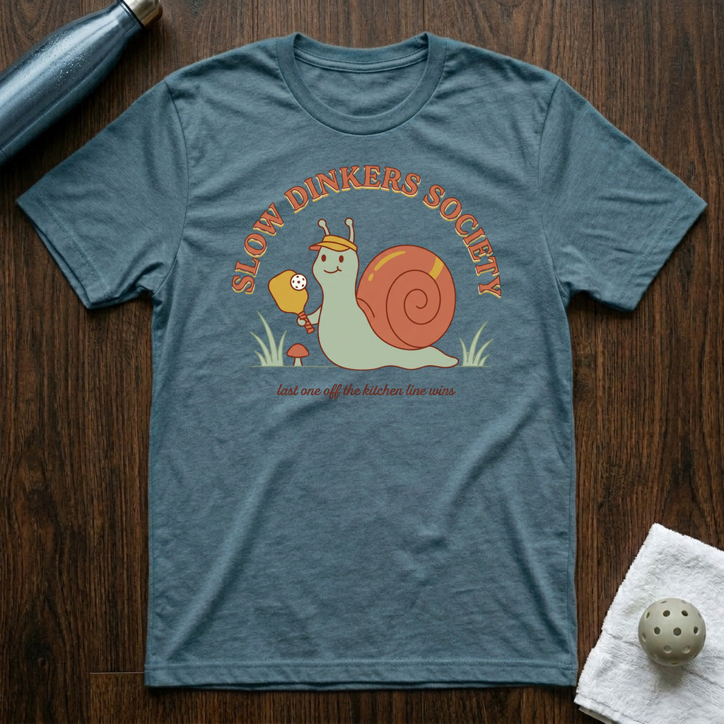 Slow Dinkers Society Pickleball T-Shirt in Heather Deep Teal