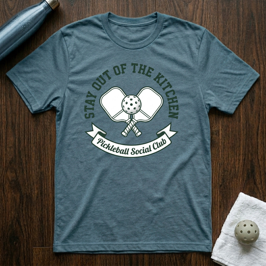 Stay Out of the Kitchen Pickleball T-Shirt in Heather Deep Teal