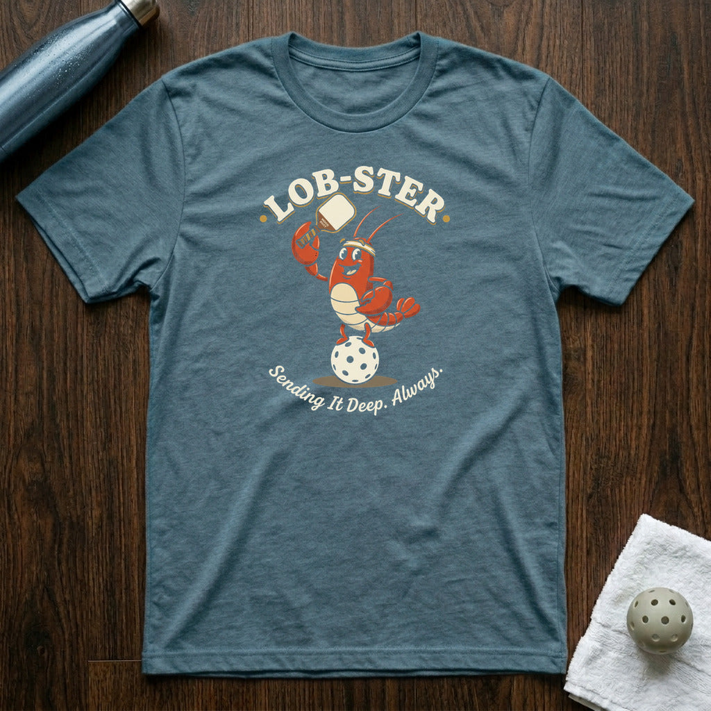 Lob-ster Pickleball T-Shirt in Heather Deep Teal