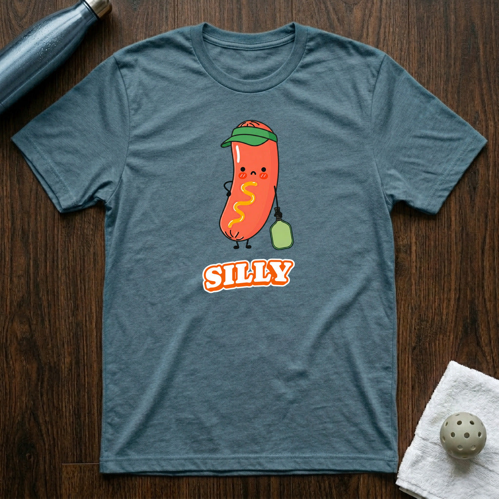 Silly Sausage Pickleball T-Shirt Heather Deep Teal