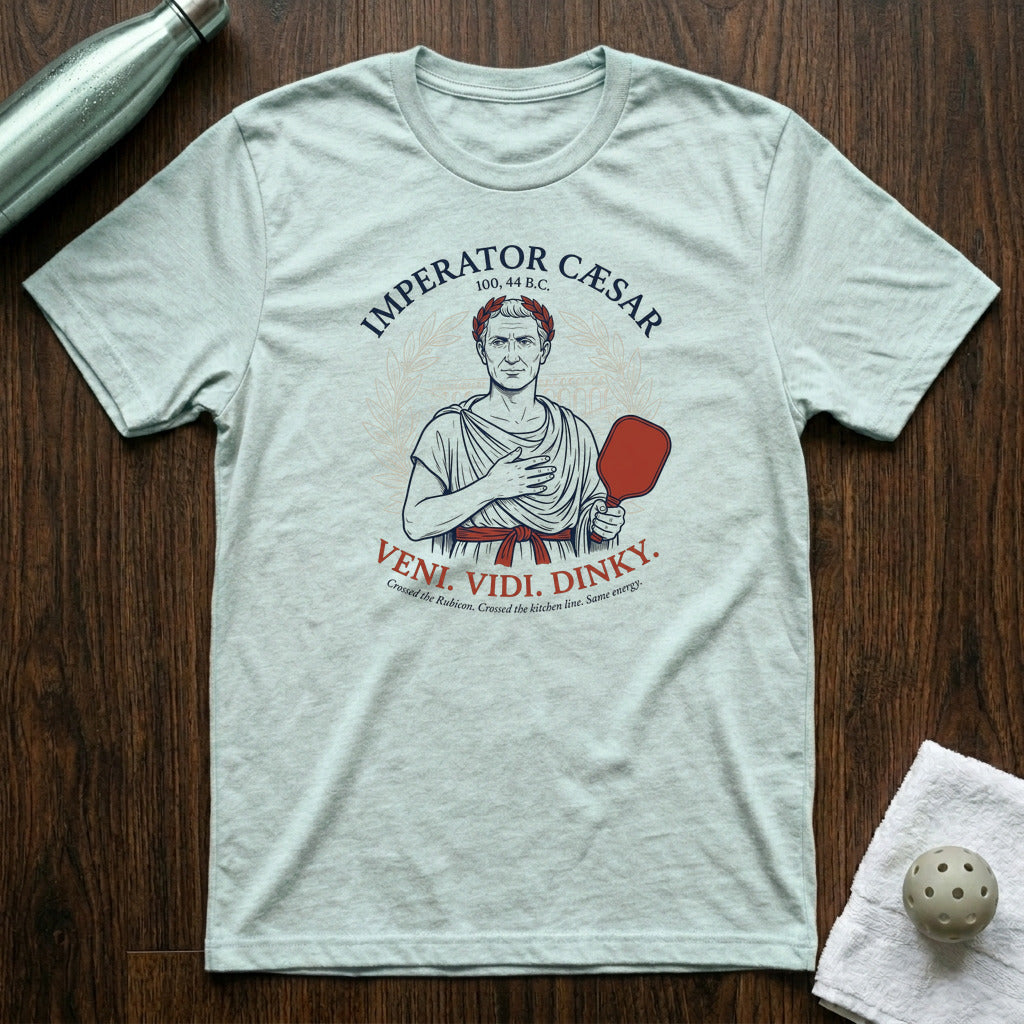 Veni. Vidi. Dinky. Pickleball T-Shirt in Heather Ice Blue