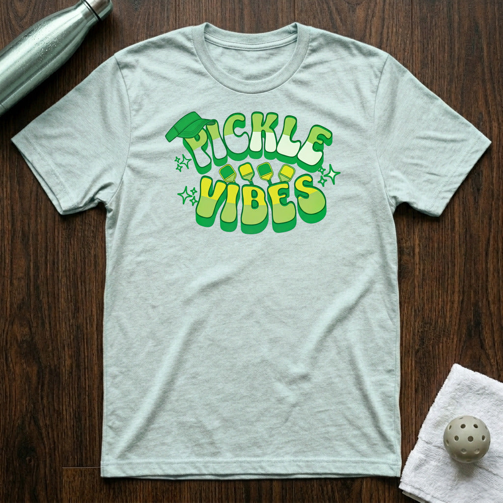 Pickle Vibes Pickleball T-Shirt in Heather Ice Blue