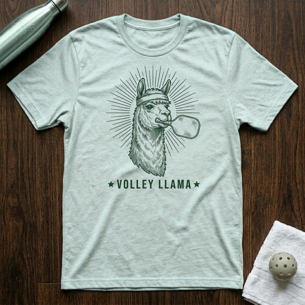 Volley Llama Pickleball T-Shirt in Heather Ice Blue