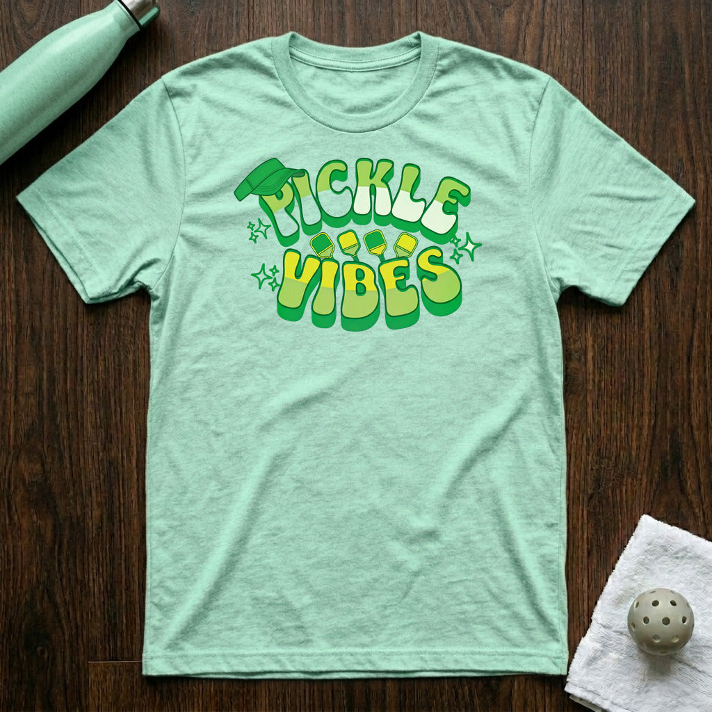 Pickle Vibes Pickleball T-Shirt in Heather Prism Mint