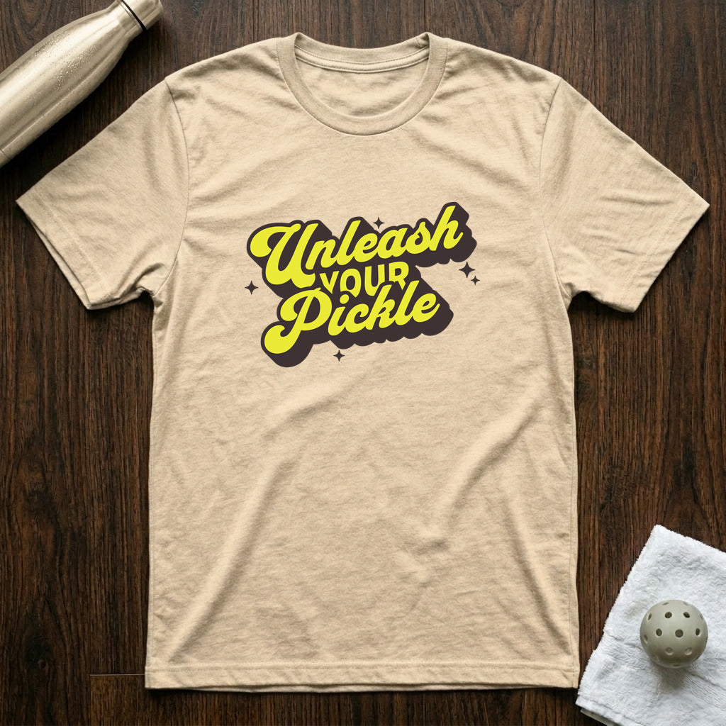 Unleash Your Pickle Pickleball T-Shirt in Heather Natural