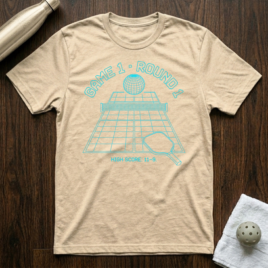 Game 1 Round 1 Pickleball T-Shirt in Heather Natural