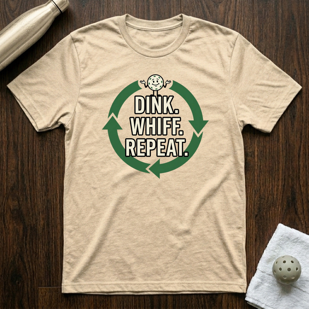 Dink Whiff Repeat Pickleball T-Shirt in Heather Natural