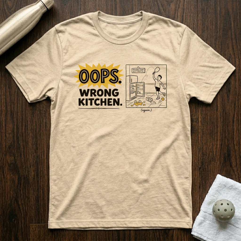 Oops. Wrong Kitchen Pickleball T-Shirt in Heather Natural