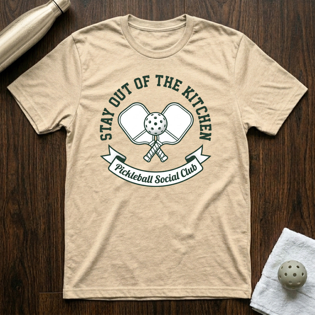Stay Out of the Kitchen Pickleball T-Shirt in Heather Natural