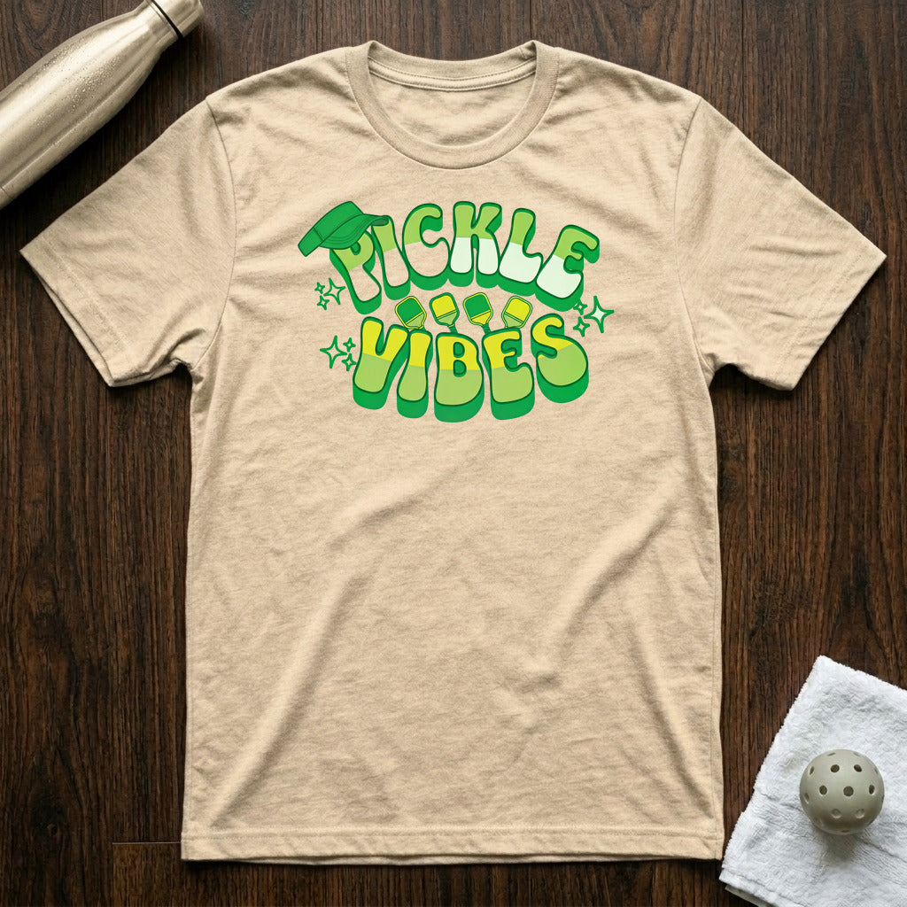 Pickle Vibes Pickleball T-Shirt in Heather Natural