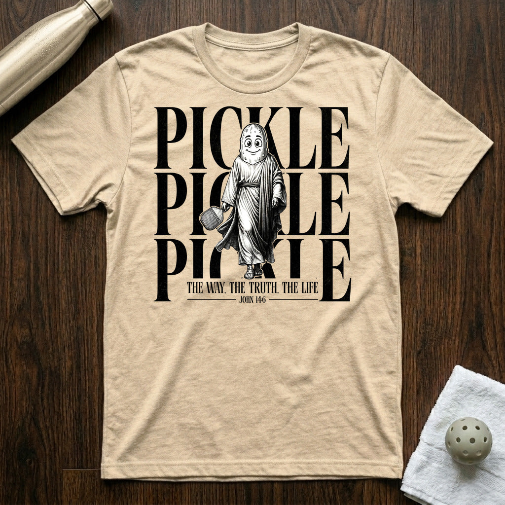 The Way, The Truth, The Life Pickleball T-Shirt in Heather Natural