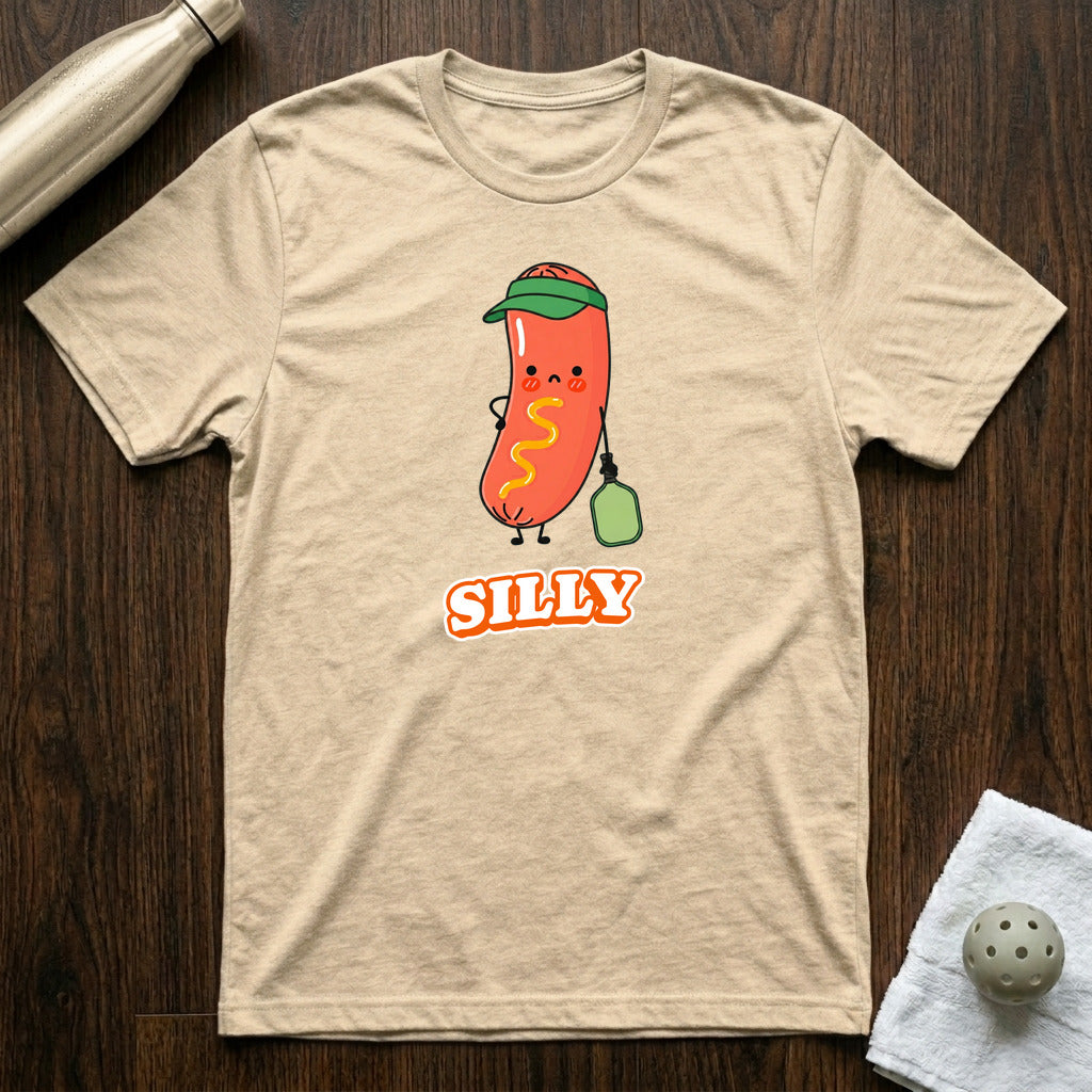 Silly Sausage Pickleball T-Shirt Heather Natural