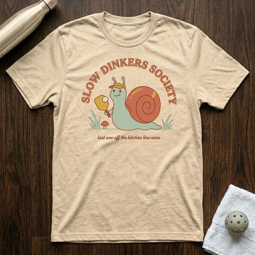 Slow Dinkers Society Pickleball T-Shirt in Heather Natural