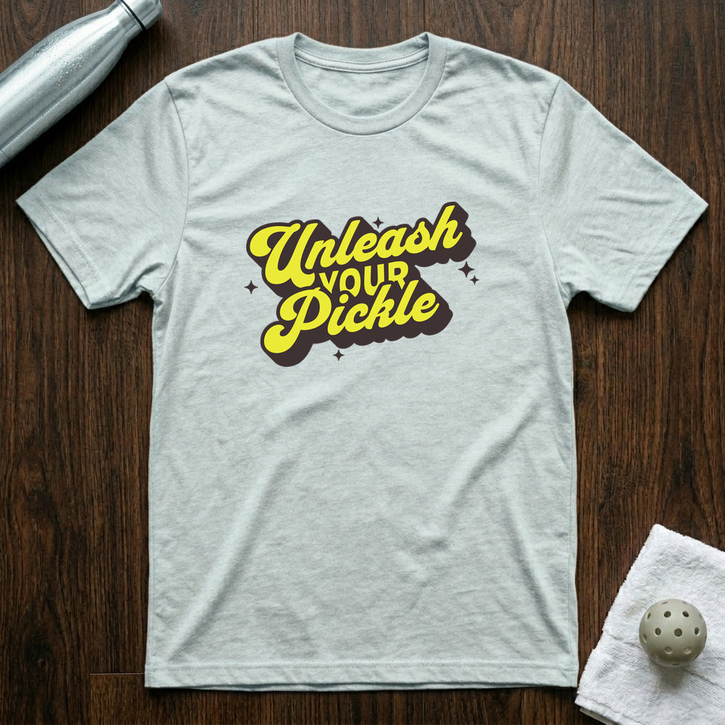 Unleash Your Pickle Pickleball T-Shirt in Heather Prism Ice Blue