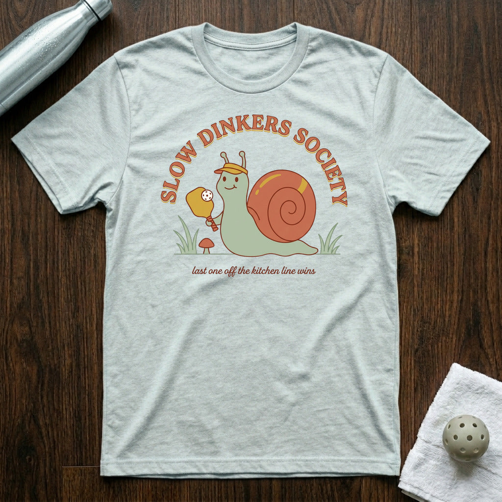 Slow Dinkers Society Pickleball T-Shirt in Heather Prism Ice Blue
