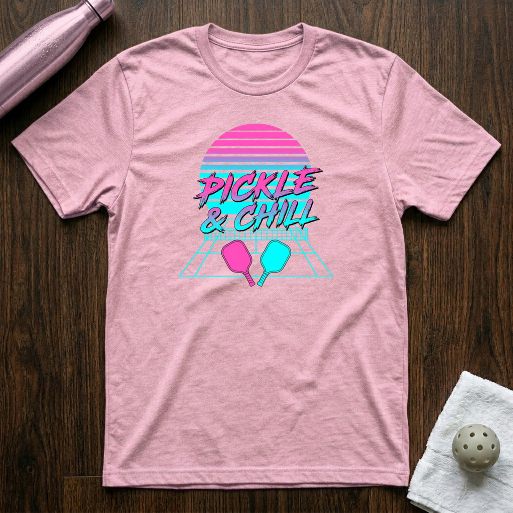 Pickle & Chill Pickleball T-Shirt in Heather Prism Lilac