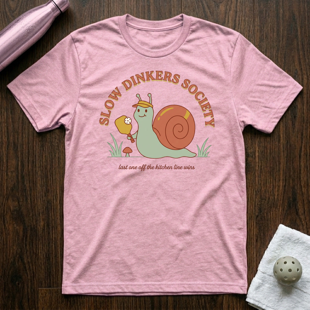 Slow Dinkers Society Pickleball T-Shirt in Heather Prism Lilac