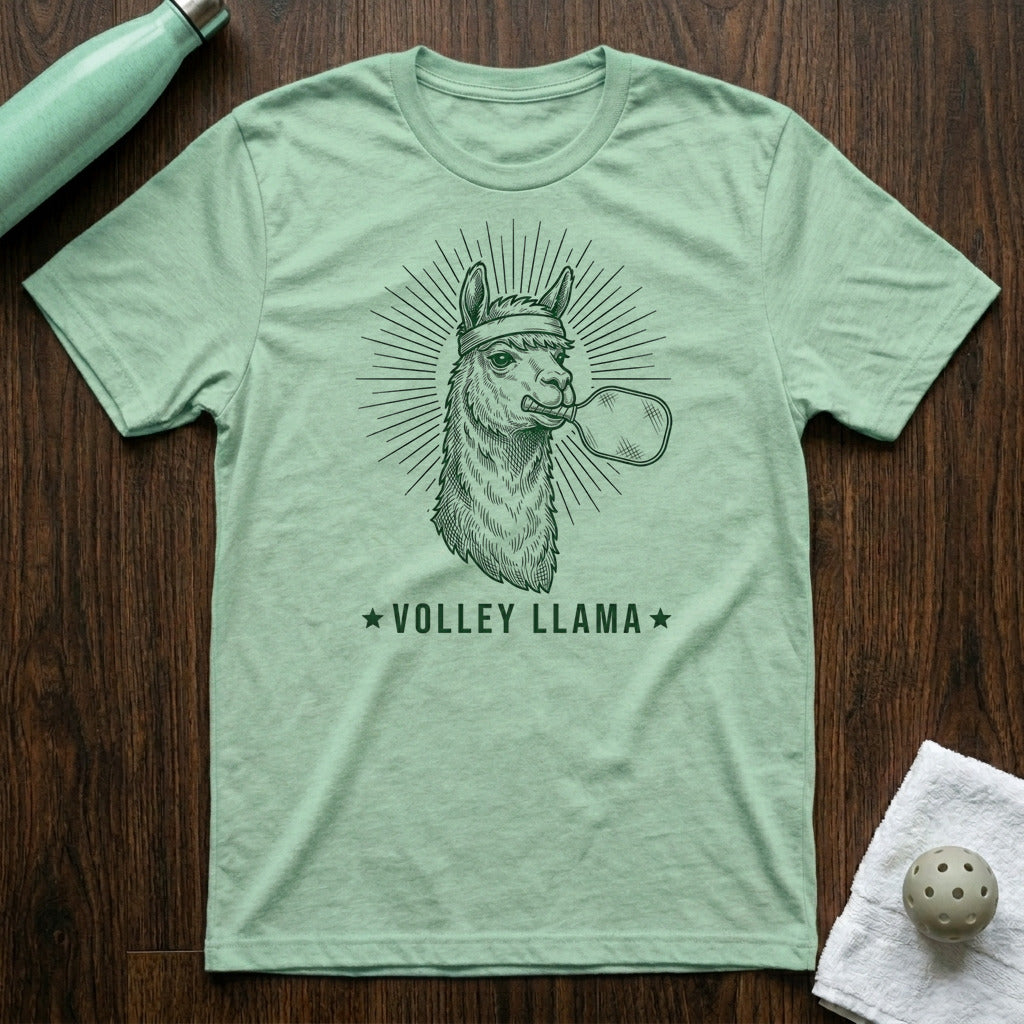 Volley Llama Pickleball T-Shirt in Heather Prism Mint