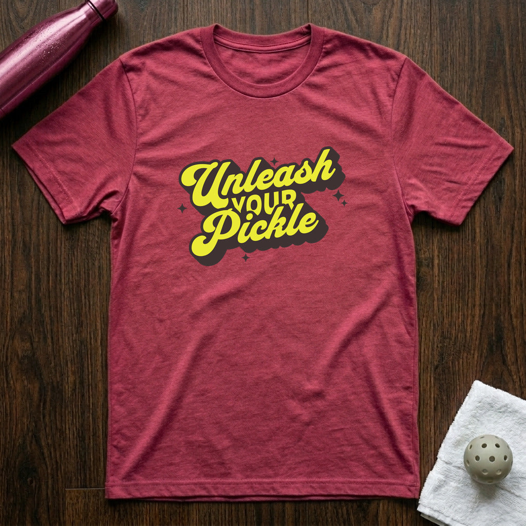Unleash Your Pickle Pickleball T-Shirt in Heather Raspberry