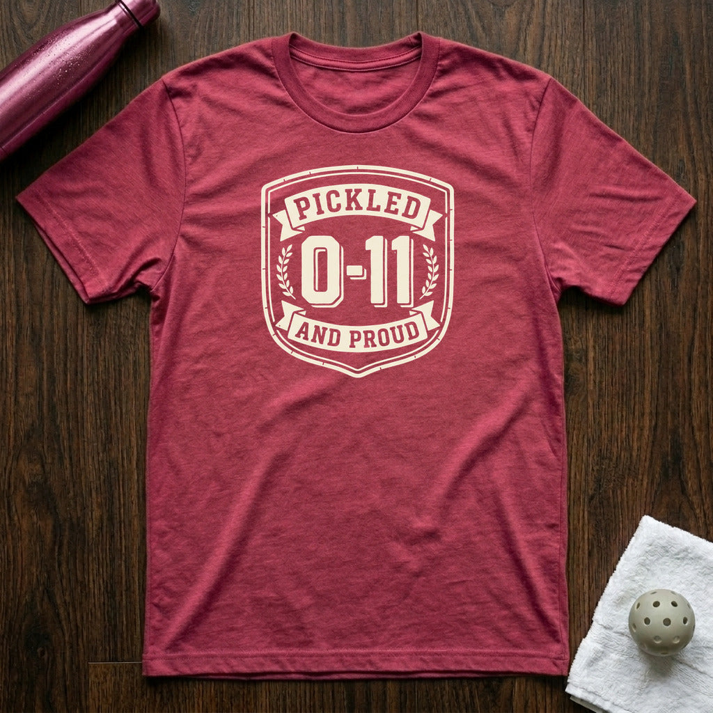 Pickled and Proud Pickleball T-Shirt in Heather Raspberry
