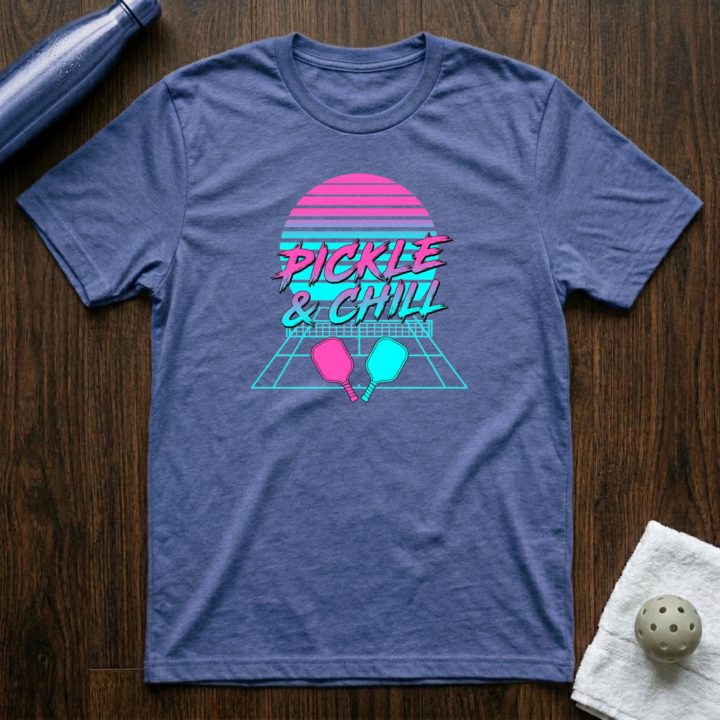Pickle & Chill Pickleball T-Shirt in Heather True Royal