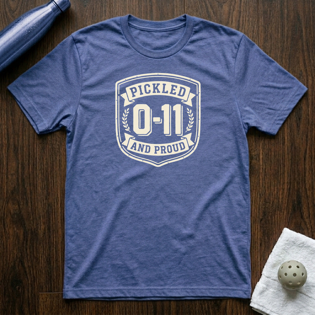 Pickled and Proud Pickleball T-Shirt in Heather True Royal