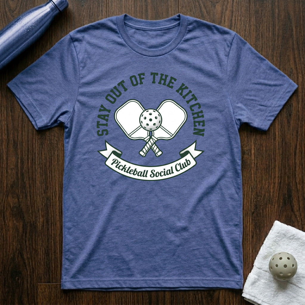 Stay Out of the Kitchen Pickleball T-Shirt in Heather True Royal