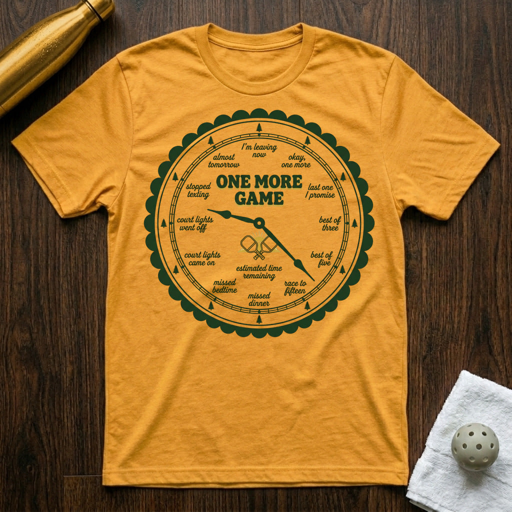 One More Game Pickleball T-Shirt in Heather Yellow Gold